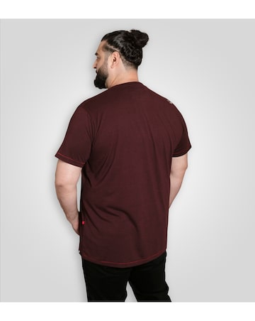 D555 Big And Tall Barnsley Guitar And Amp Printed Crew Neck T-Shirt - Burgunady
