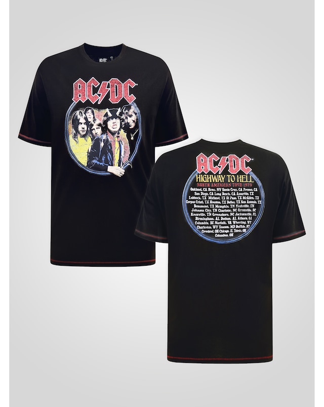 D555 Big And Tall Hugh Official Acdc Highway To Hell Printed -Shirt - Black