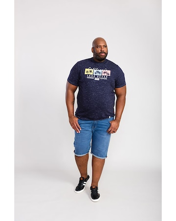 D555 Big And Tall Thorndon California Long Beach Printed T-Shirt - Navy