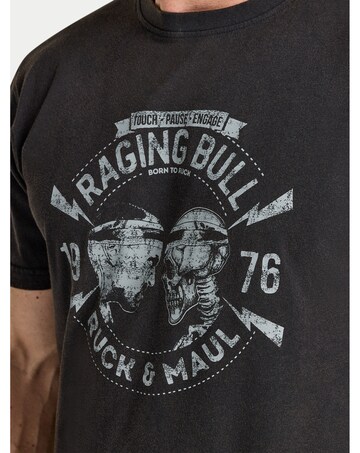 Raging Bull Ruck & Maul Distress Printed T-Shirt Black
