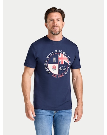 Raging Bull Circle Crest Printed T-Shirt Navy