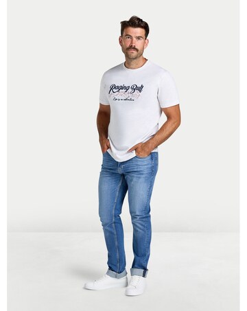 Raging Bull Embroidered Mountains T-Shirt Ecru Marl