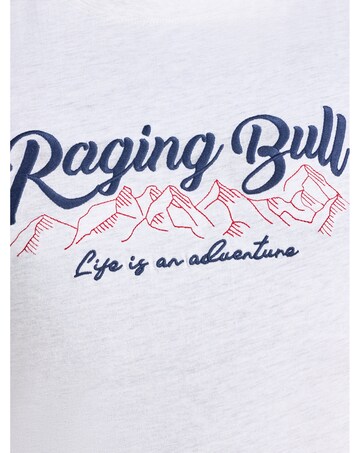 Raging Bull Embroidered Mountains T-Shirt Ecru Marl