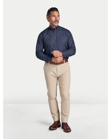 Raging Bull L/S Festive Floral Print Cotton Poplin Shirt Navy