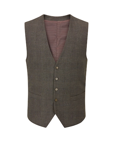 Skopes Heller Brown Check Suit Waistcoat