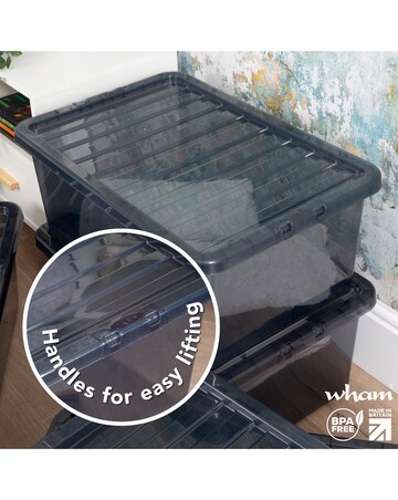 Wham Crystal 45L Grey Box And Lid 5pk