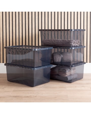 Wham Crystal 45L Grey Box And Lid 5pk