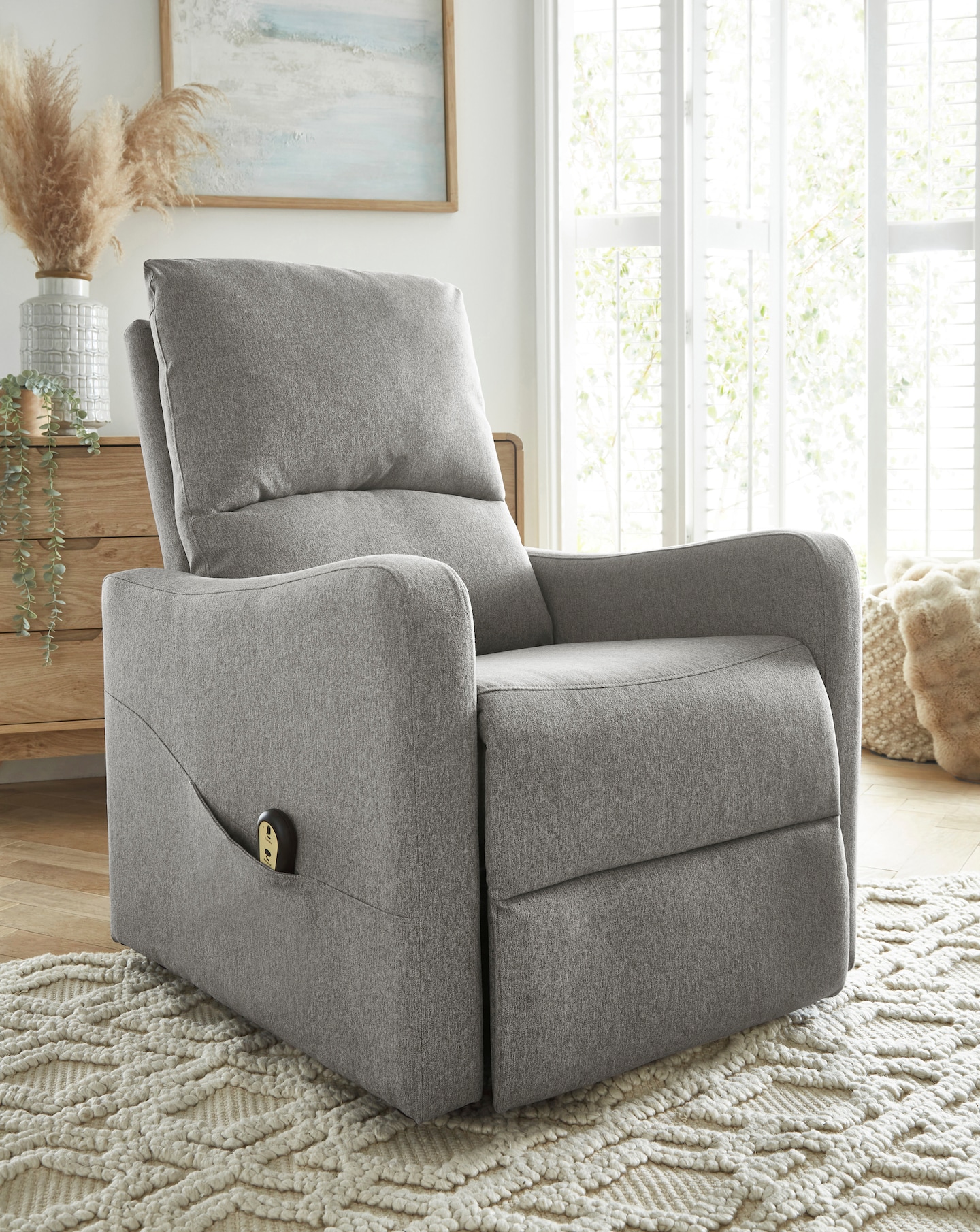 Lincoln Rise & Recline Fabric Armchair - Charcoal