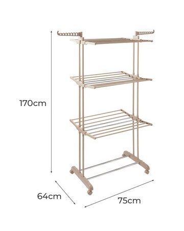 Tower 3 Tier Garment Rack Latte