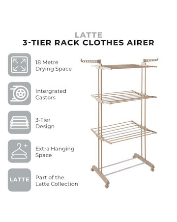 Tower 3 Tier Garment Rack Latte