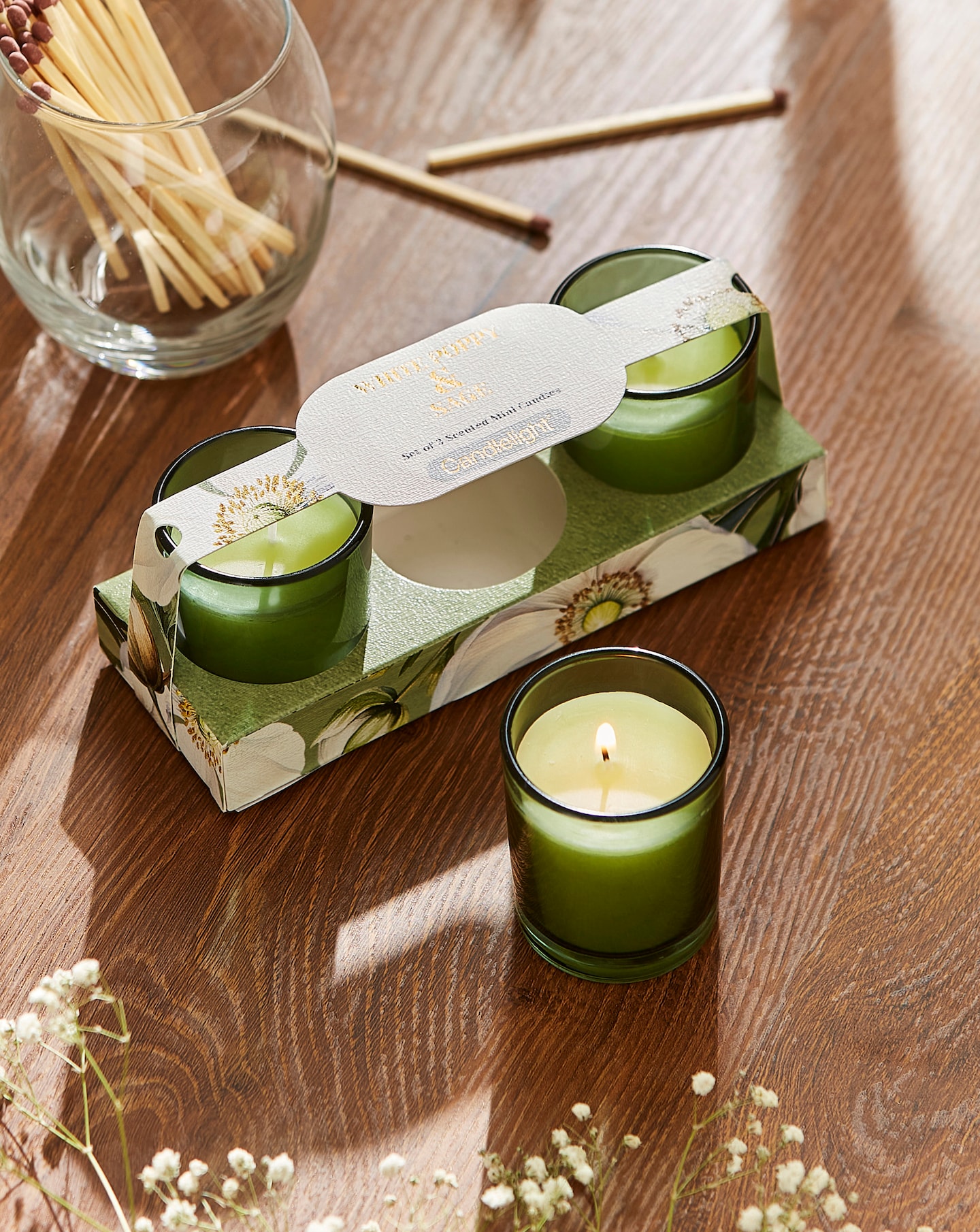 White Poppy & Sage Set of 3 Votives