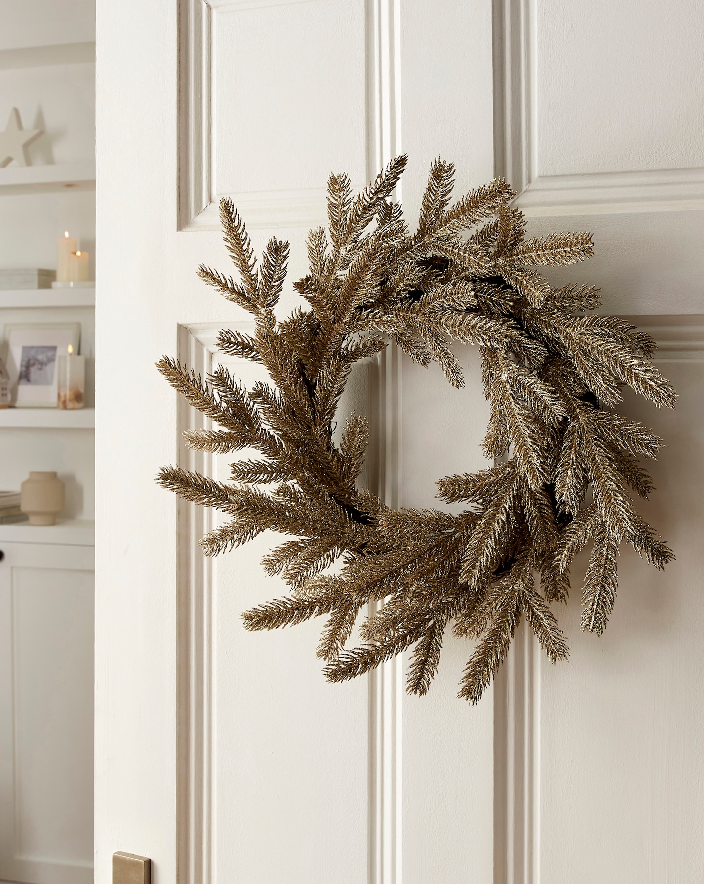 Champagne Glitter Fir Wreath 50cm
