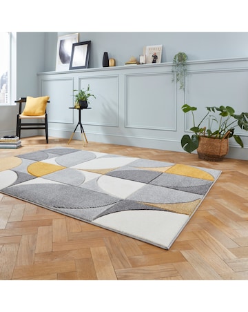 Think Rugs Matrix Modern Geometric Rug - Curves