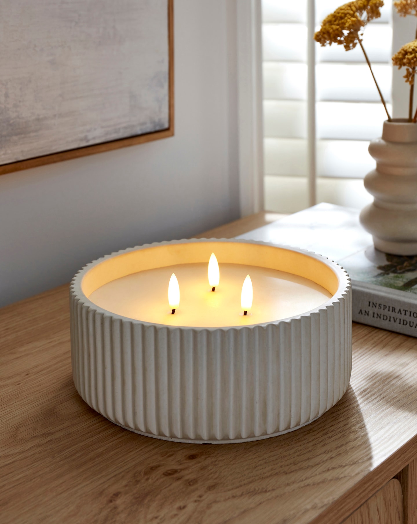 New In - Large LED Textured Candle