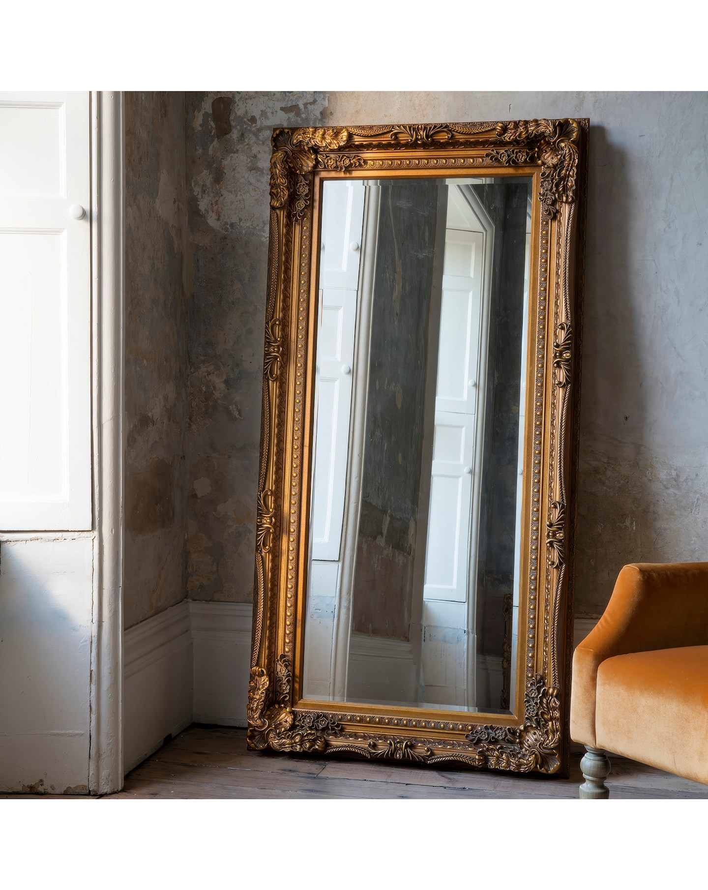 New In - Gallery Carved Louis Mirror Gold