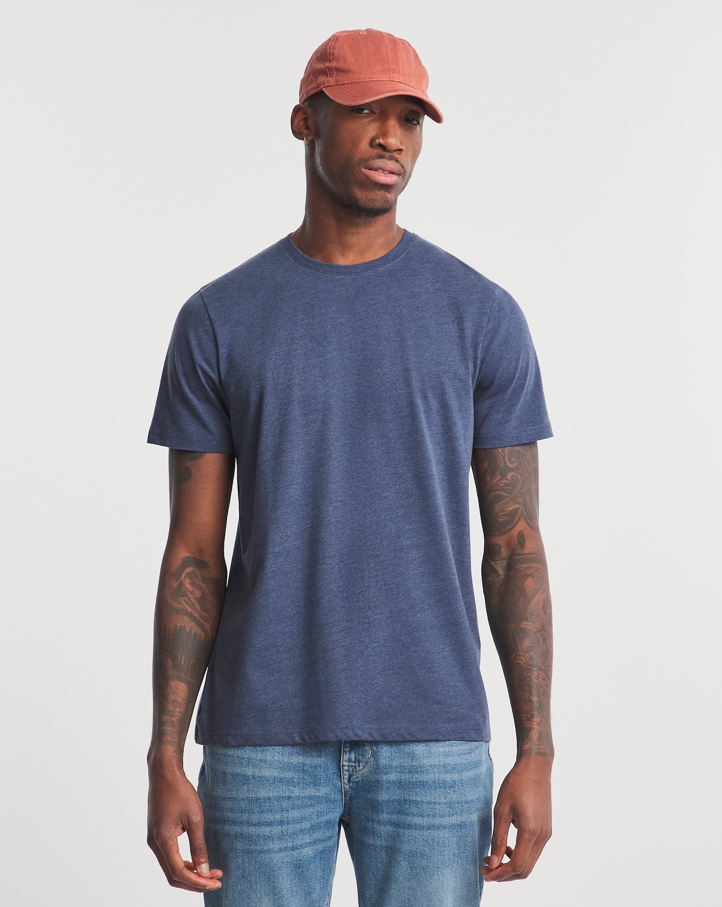 Denim Marl Crew Neck T-Shirt Long