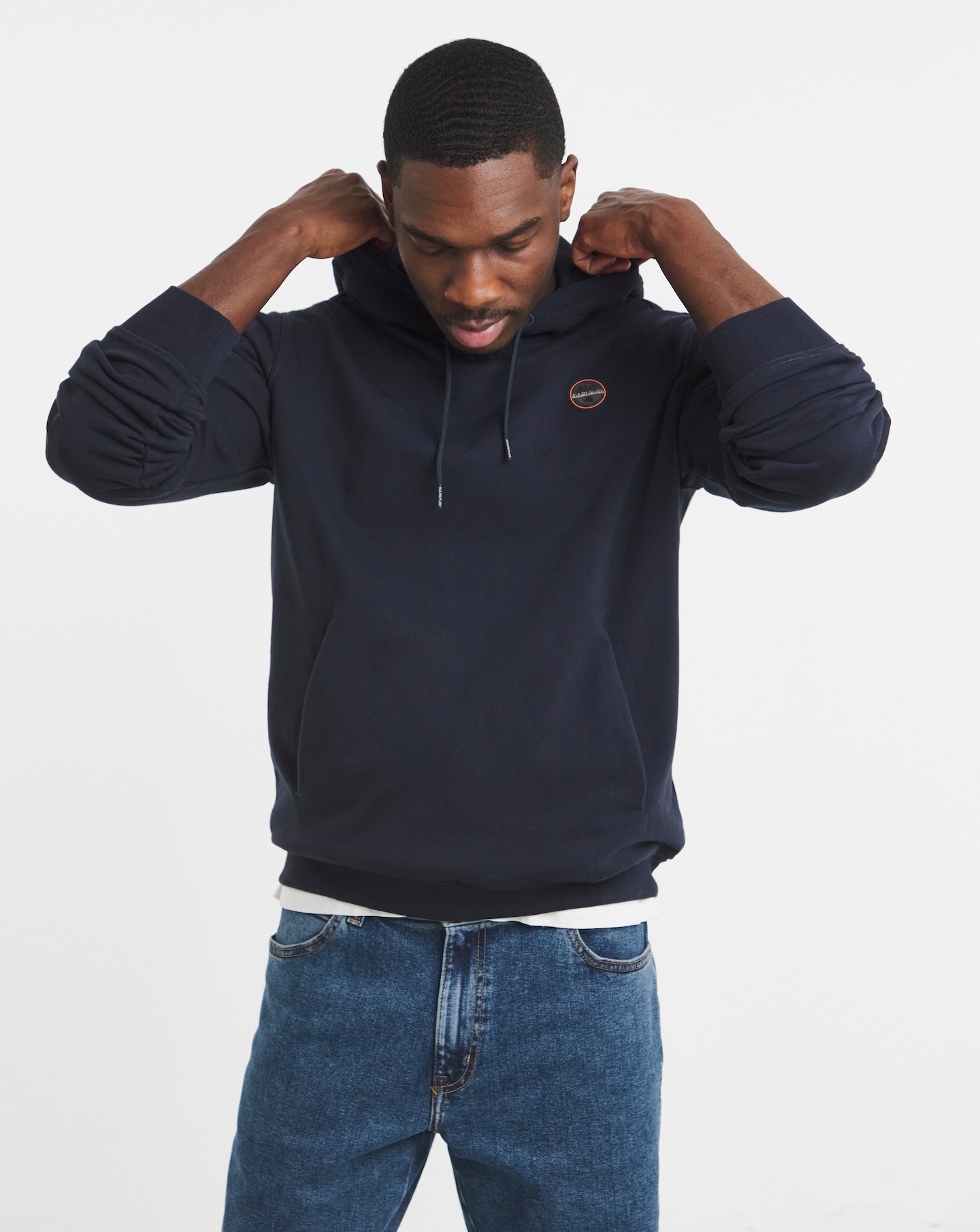 New In - Napapijri Badge Hoodie - Navy