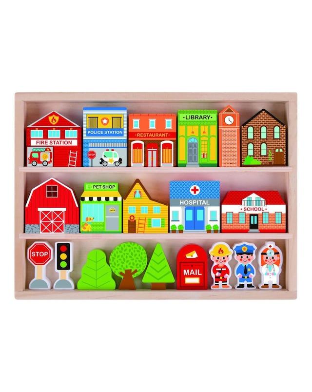 New In - Wooden Town Play Set