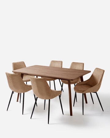 Oslo Dining Table with 6 Etta Faux Leather Chairs