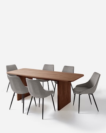 Oslo Panel End Dining Table with 6 Etta Fabric Chairs