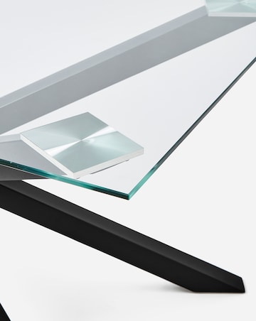 Bodie Black 6 Seater Dining Table with 6 Etta Fabric Chairs