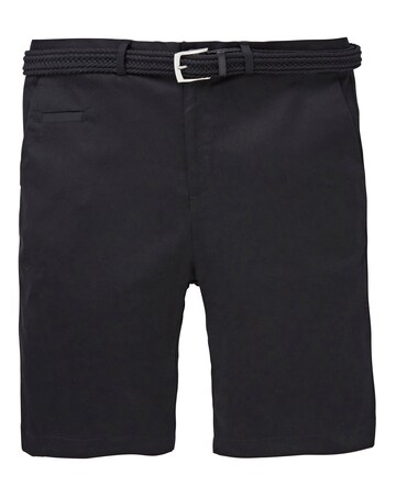 Black Belted Slim Stretch Shorts