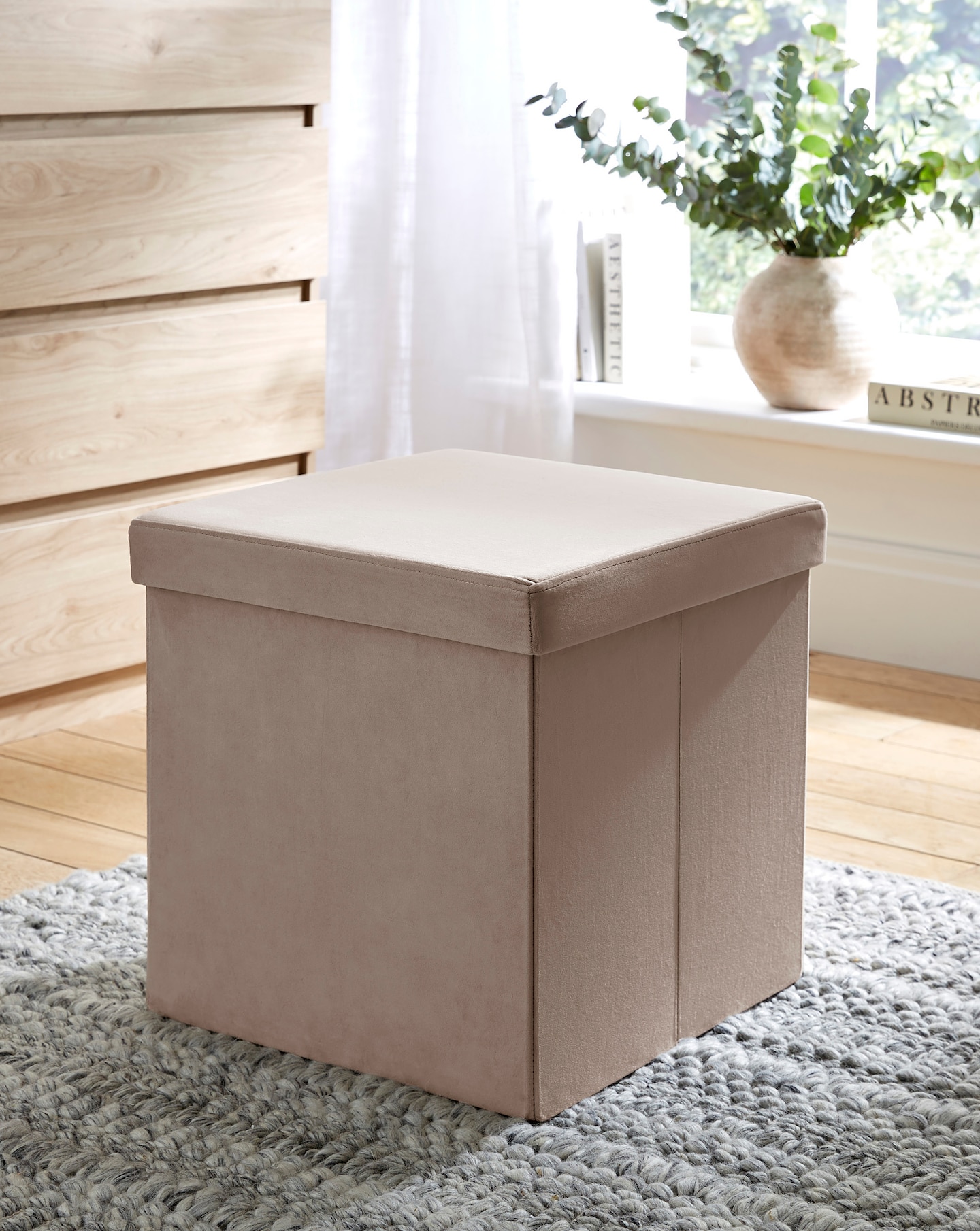 New In - Velvet Foldable Storage Ottoman Cube