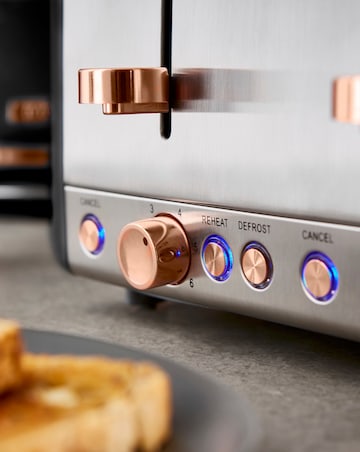 Tower Cavaletto Black and Rose Gold 4 Slice Toaster