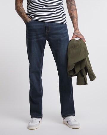 Darkwash Straight Fit Stretch Jeans | Jacamo