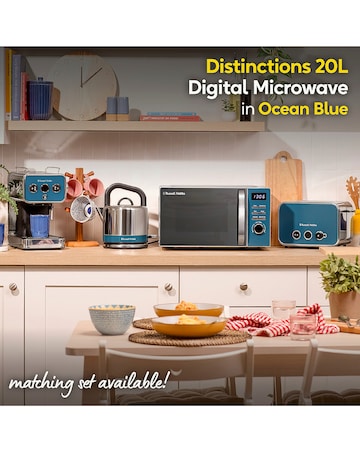 Russell Hobbs Distinctions 20 Litre Ocean Blue Stainless Steel Digital Microwave