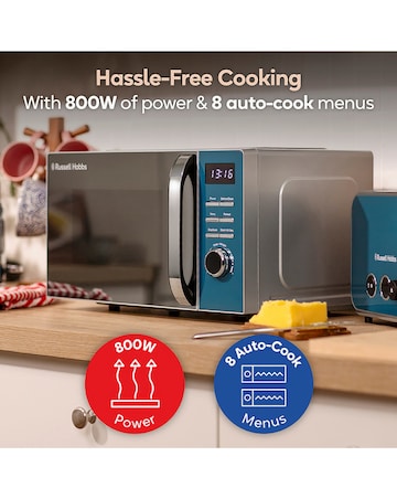 Russell Hobbs Distinctions 20 Litre Ocean Blue Stainless Steel Digital Microwave