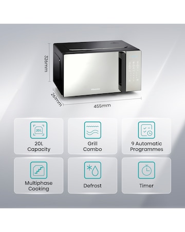 Hisense H20MOMBS4HGUK Black Microwave & Grill 20L
