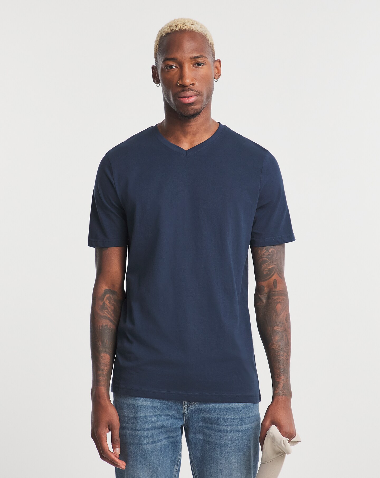 mens navy blue v neck t shirt