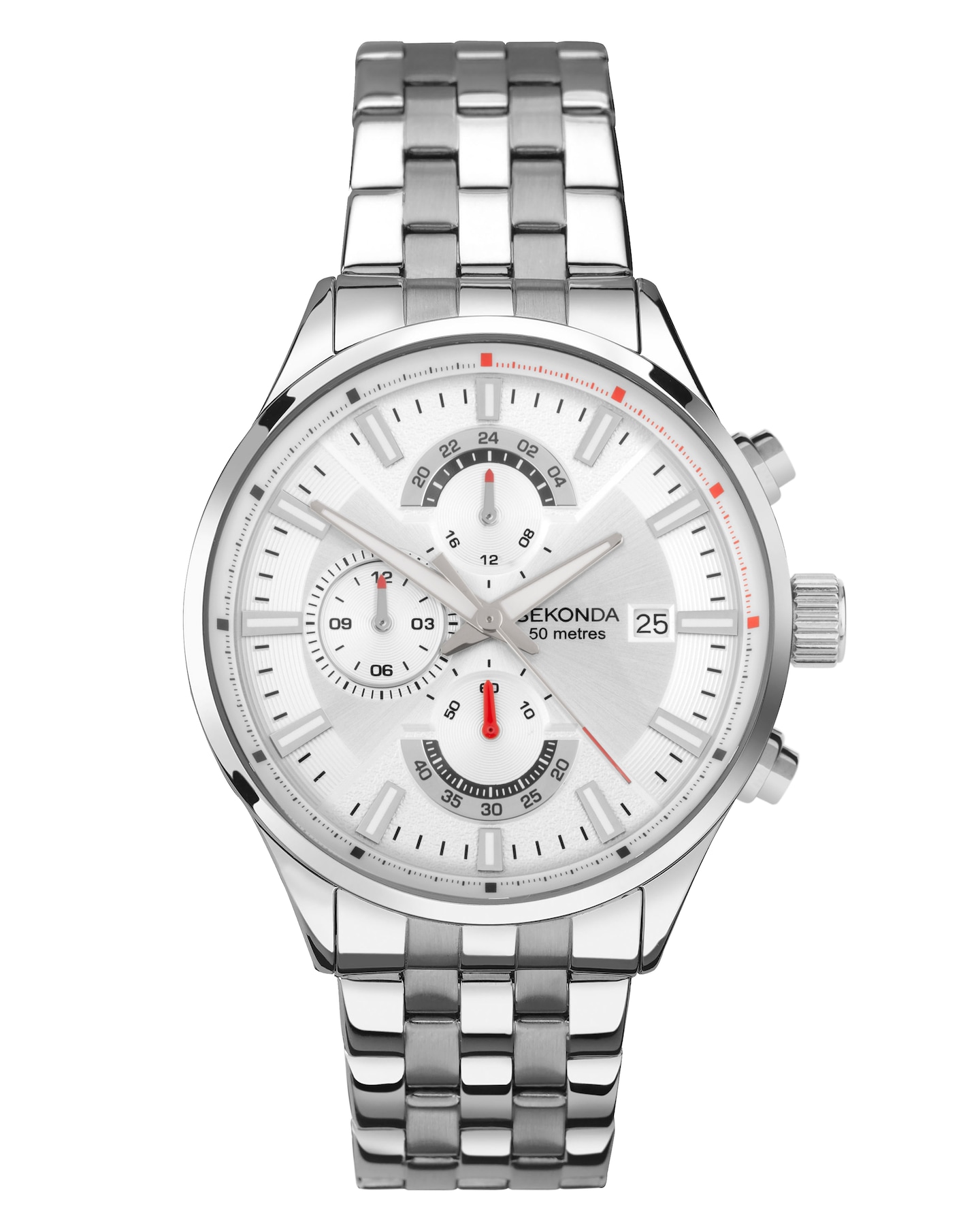 Sekonda men's black dial stainless steel deals dual time watch