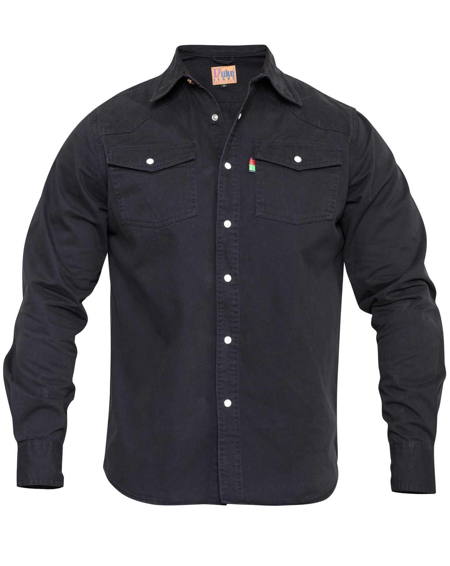 D555 Big & Tall Duke Western Style Denim Shirt with Snap Buttons - Black