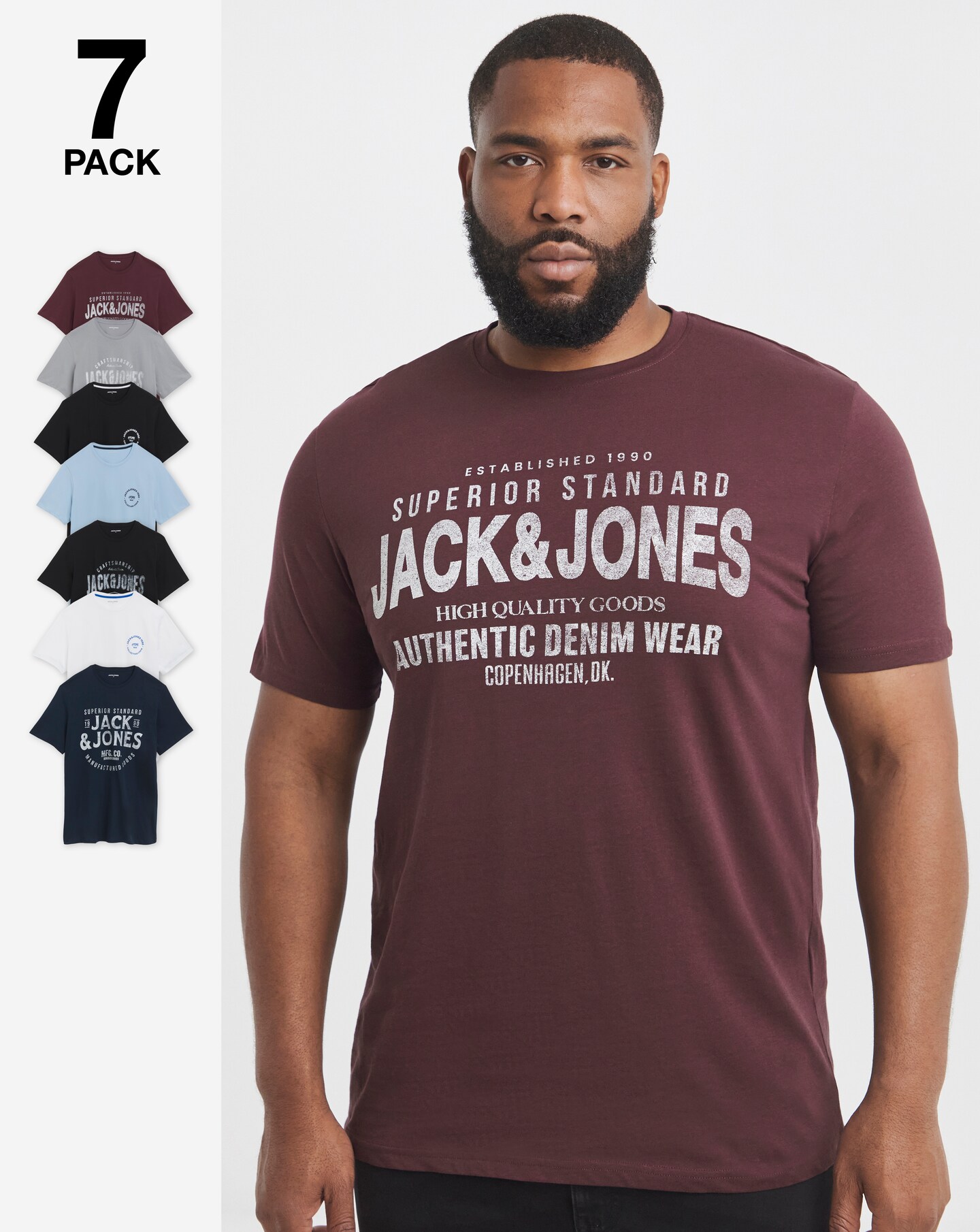 Jack & Jones Simon Logo T-Shirt 7 Pack