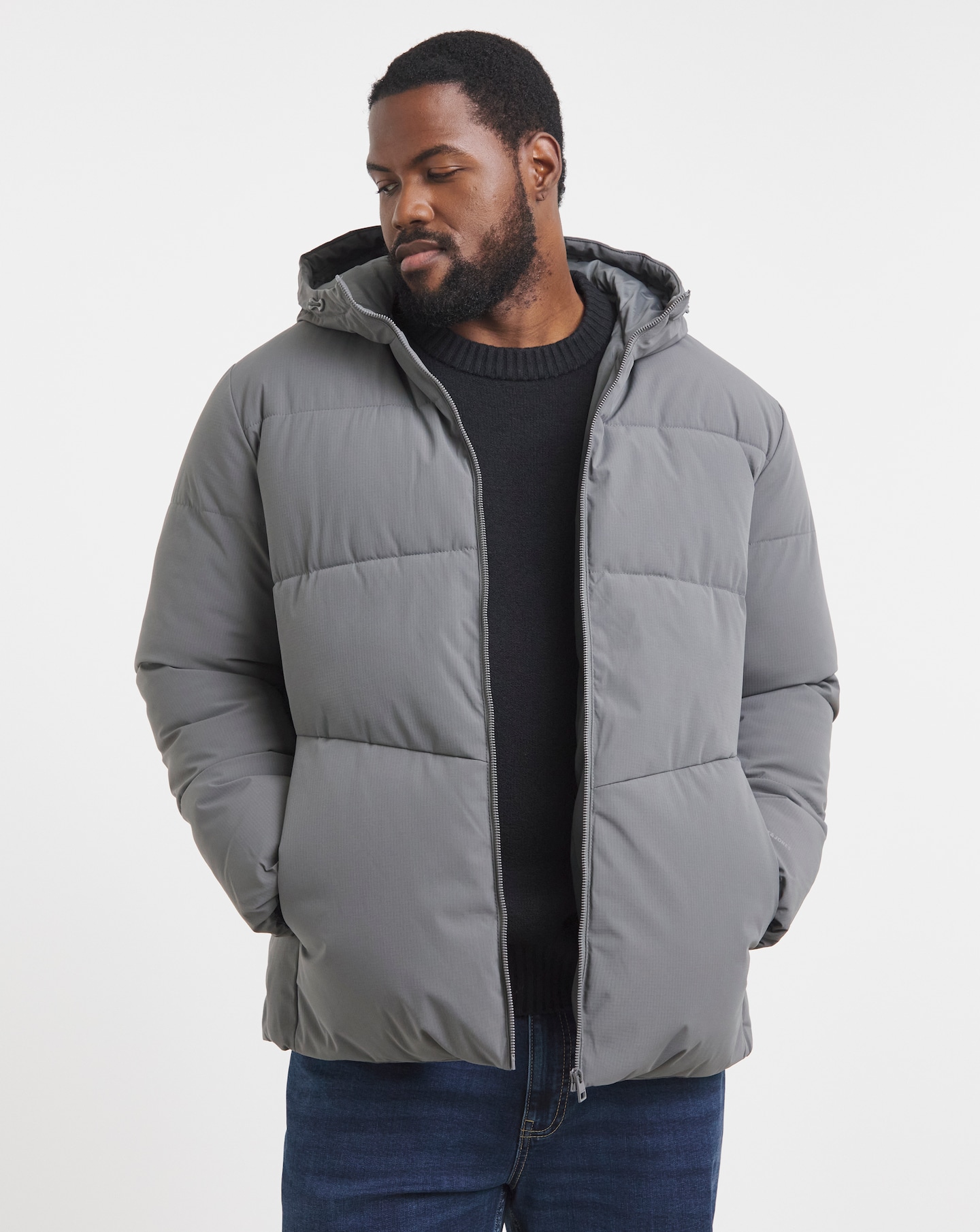 Jack & Jones Global Puffer Coat - Grey