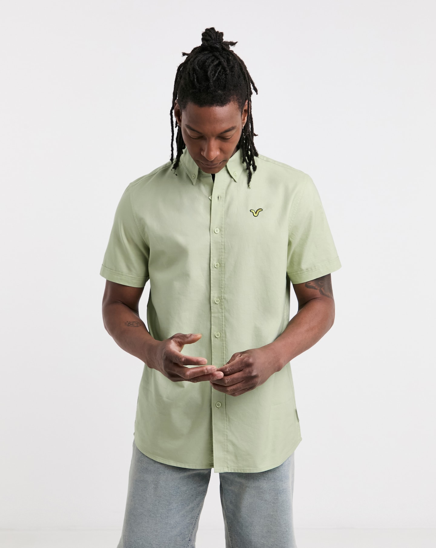 Voi Plain Oxford Short Sleeve Shirt Long