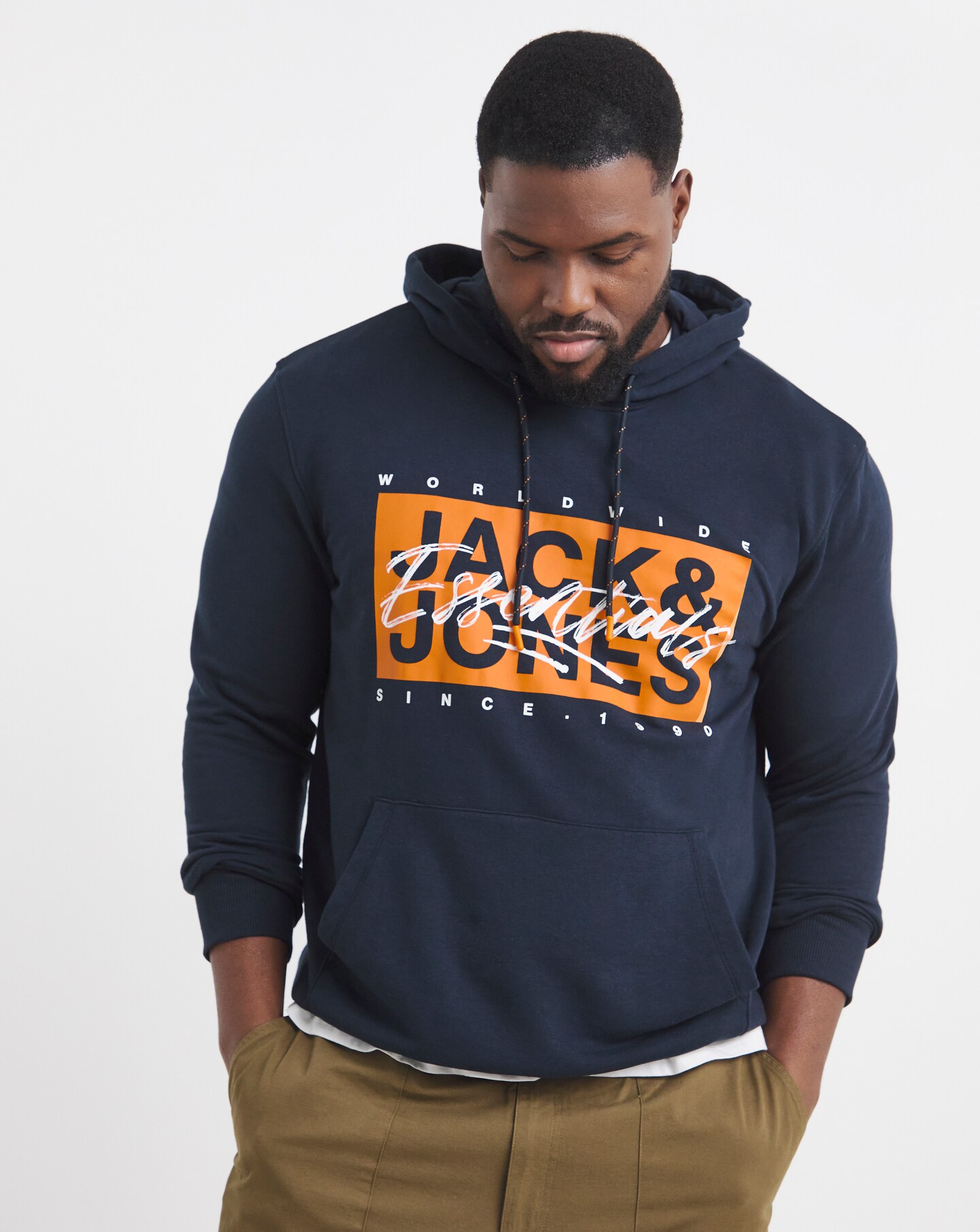 Jack & Jones Colton Logo Hoodie - Navy