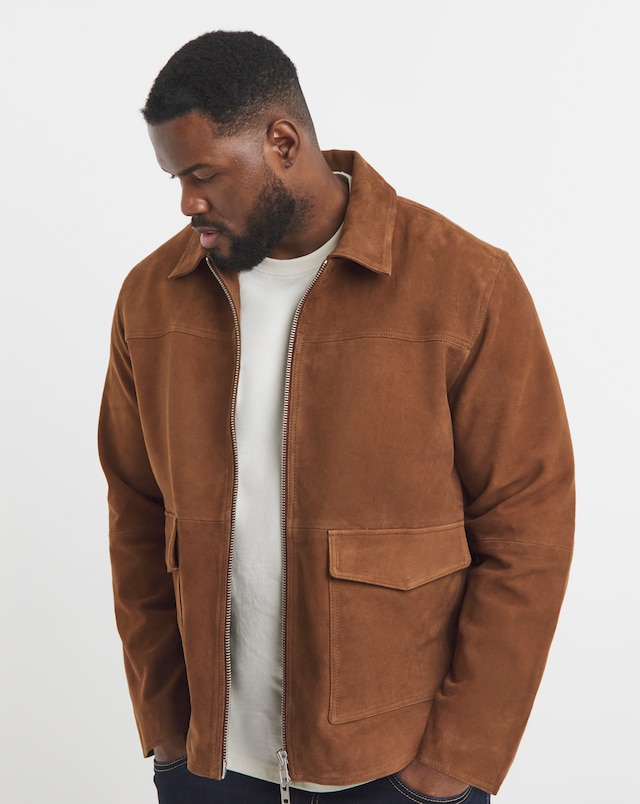 Jack & Jones Premium 100% Suede Jacket - Brown