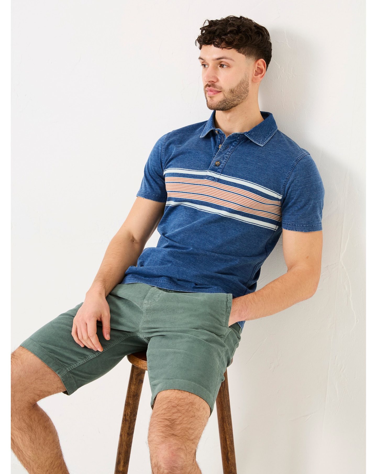 FatFace Chest Stripe Polo - Indigo Blue