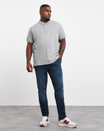 Grey Marl Pique Polo Reg