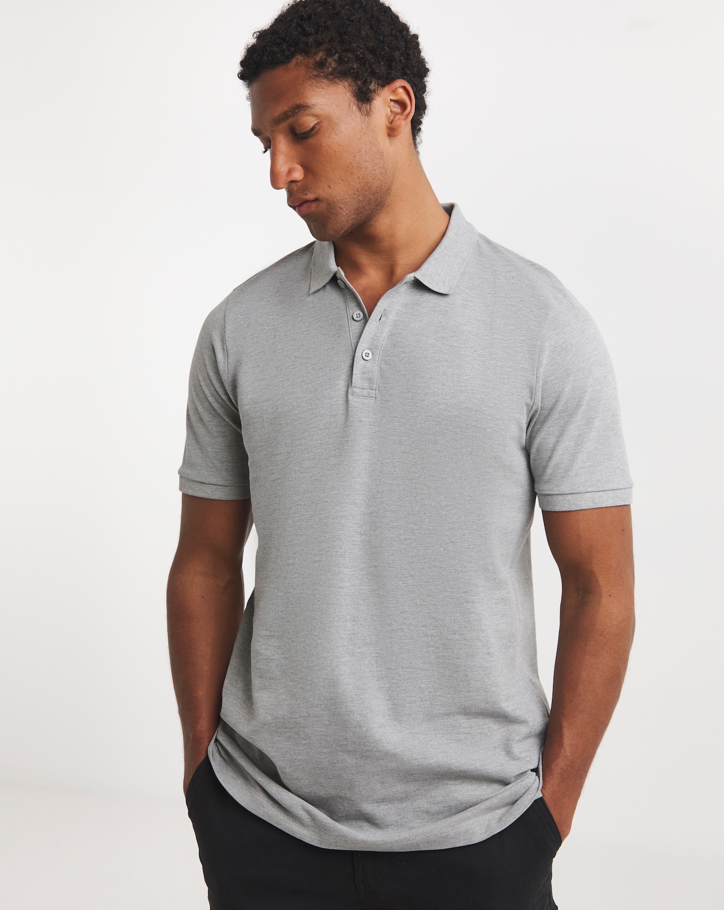 Pure Cotton Marl Pique Polo Long Length