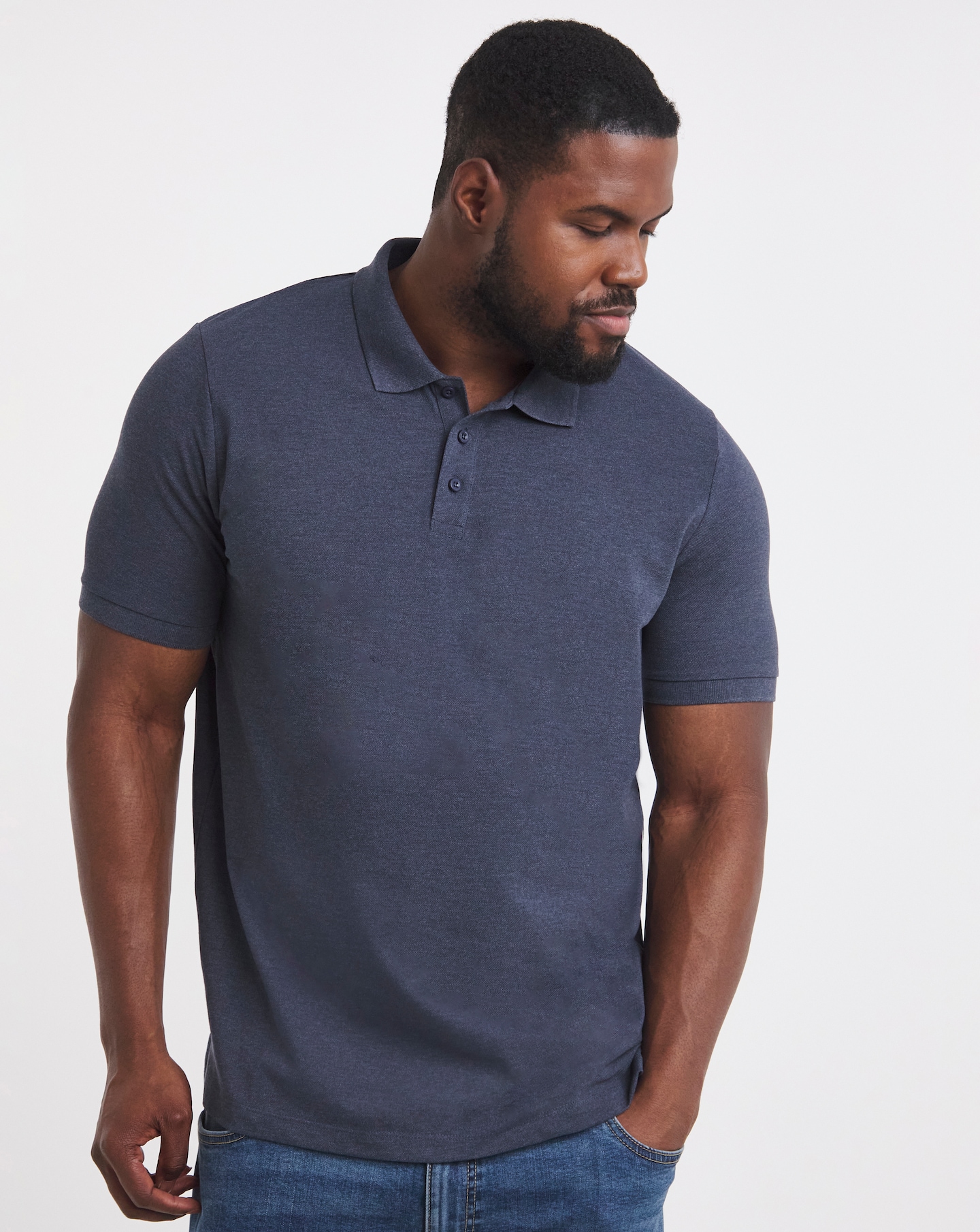 Marl Pique Polo Long