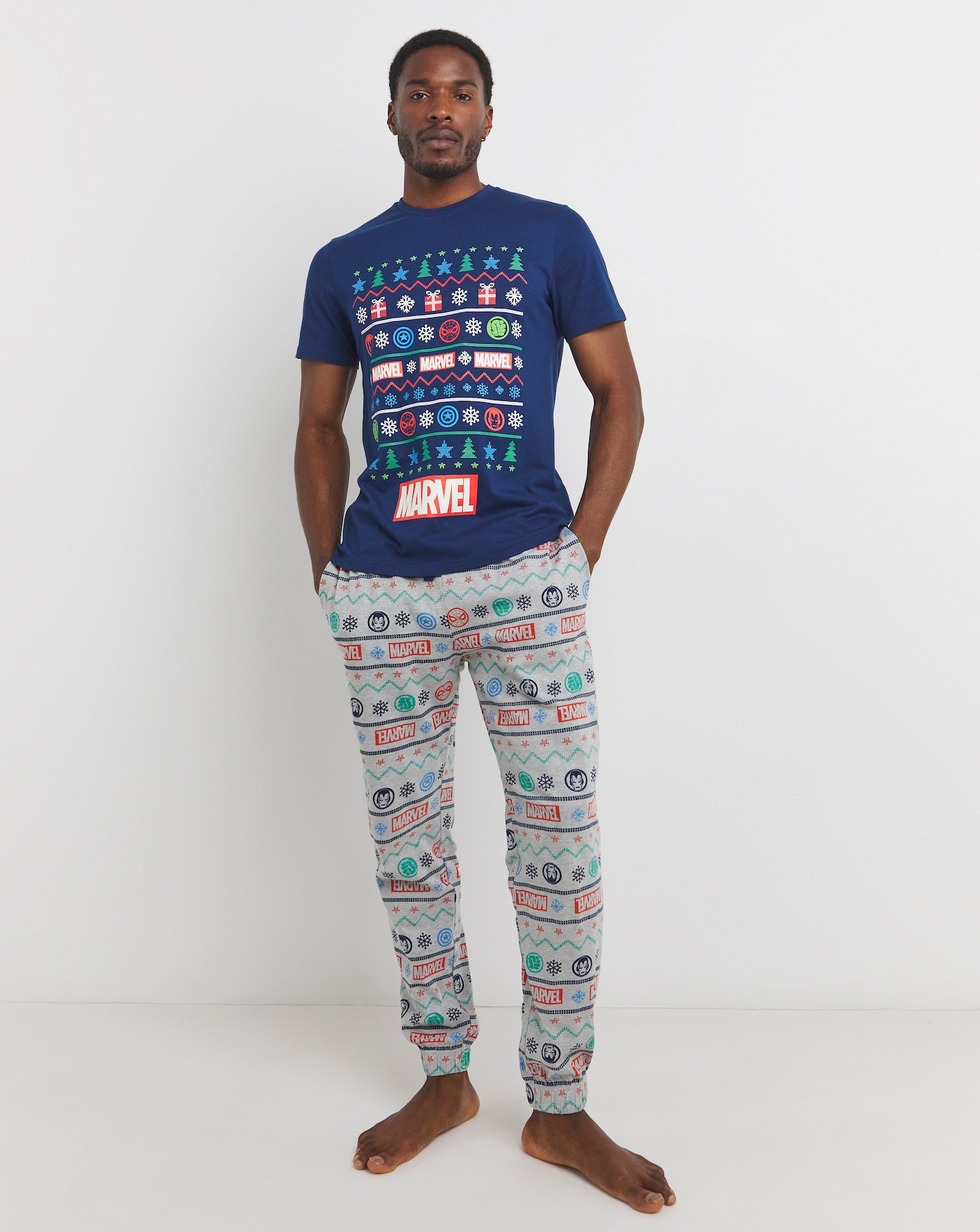 Fairisle Marvel PJ Set - Navy/Grey