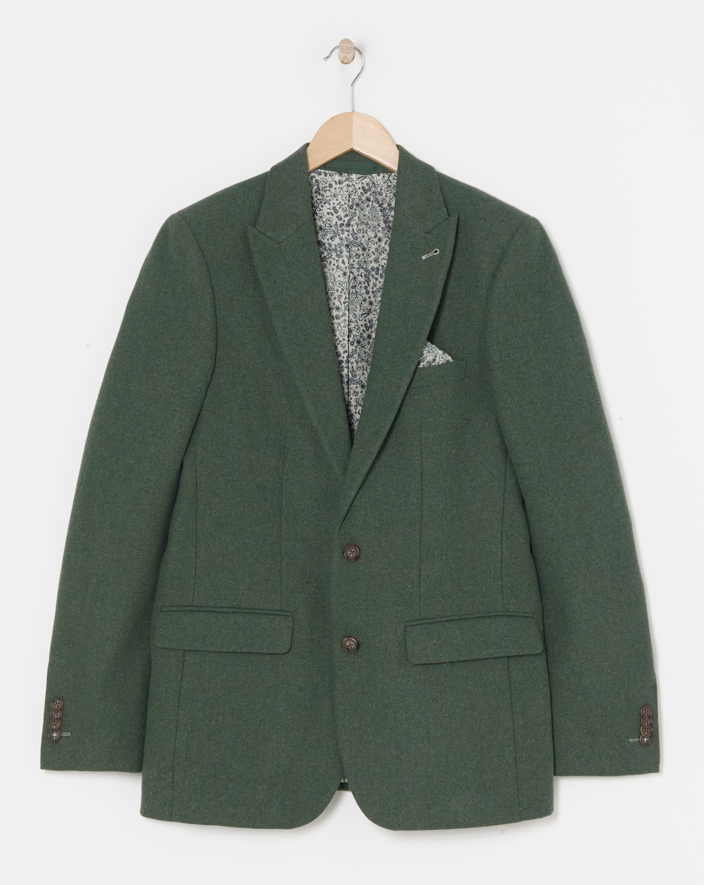 Green Wool Blend Suit Jacket