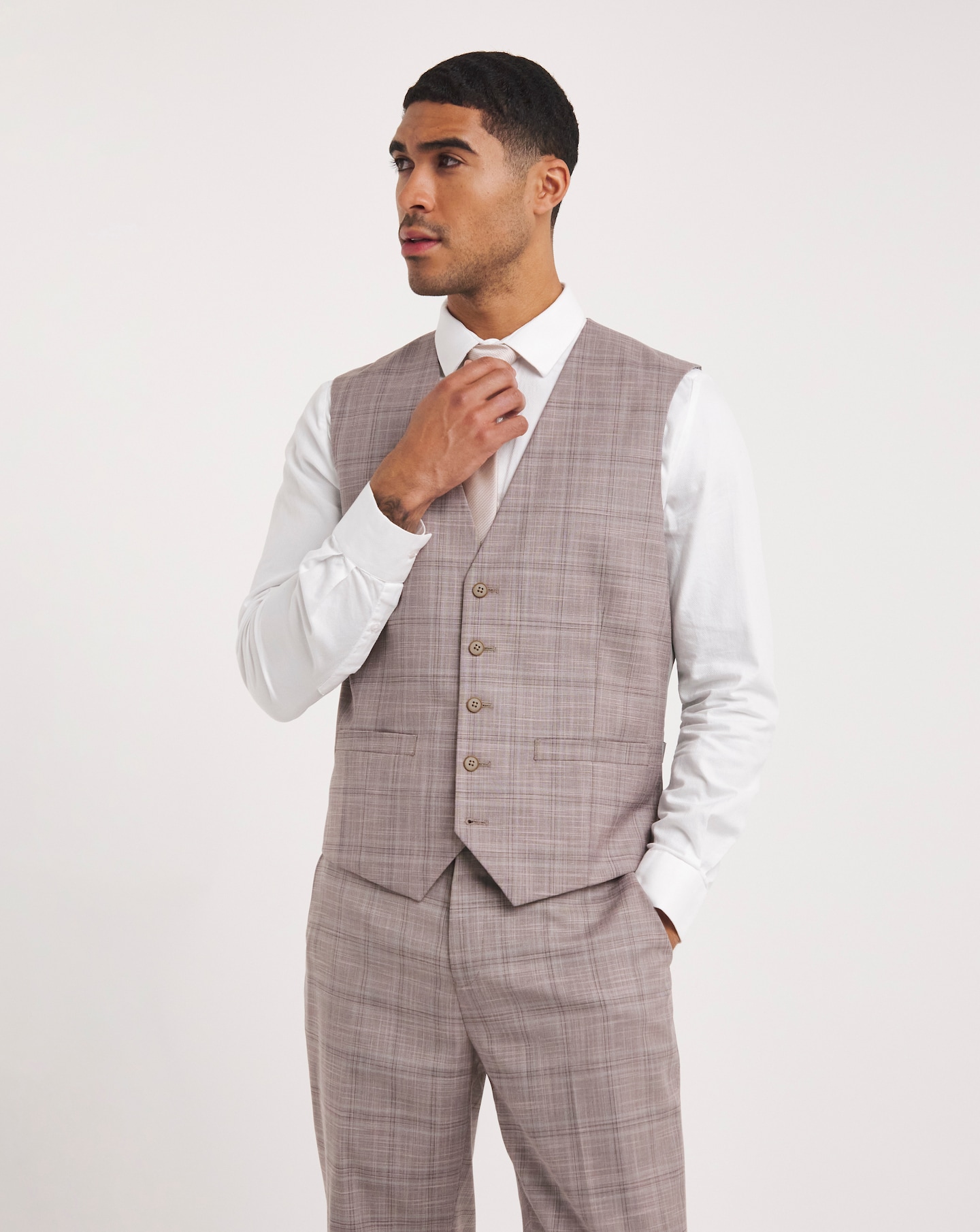 Jordan Burgundy Check Suit Waistcoat Jacamo