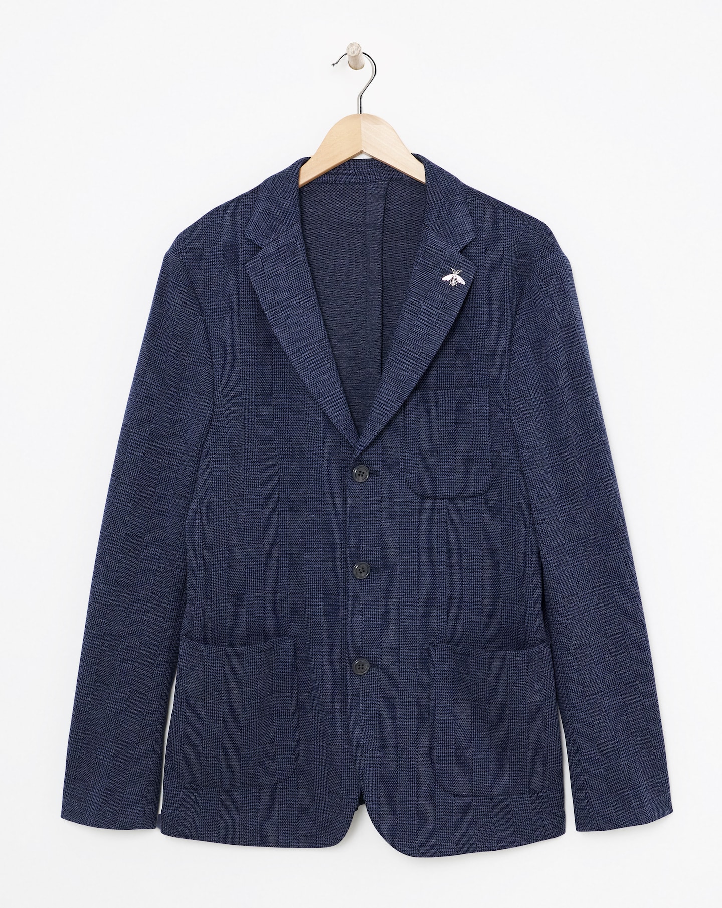 Check Knitted Suit Jacket Reg