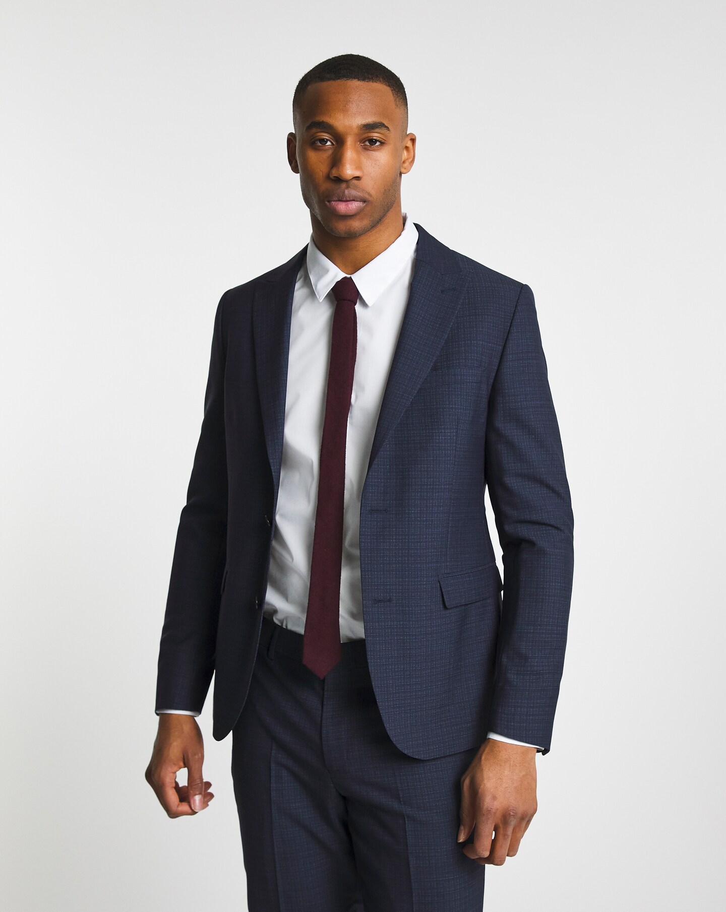 Navy Textured Relaxed Suit Jacket Jacamo