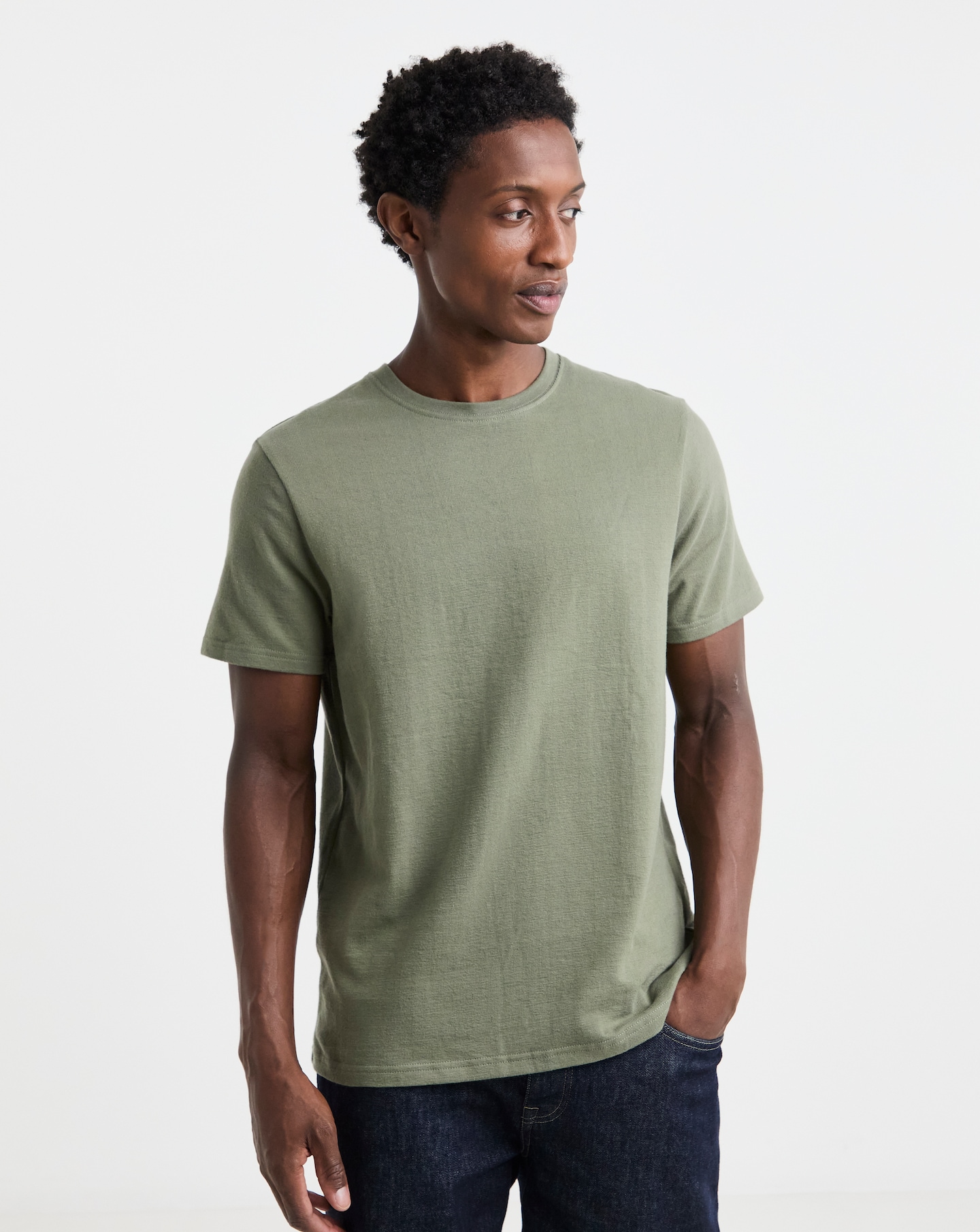 Textured Crew Neck T-Shirt